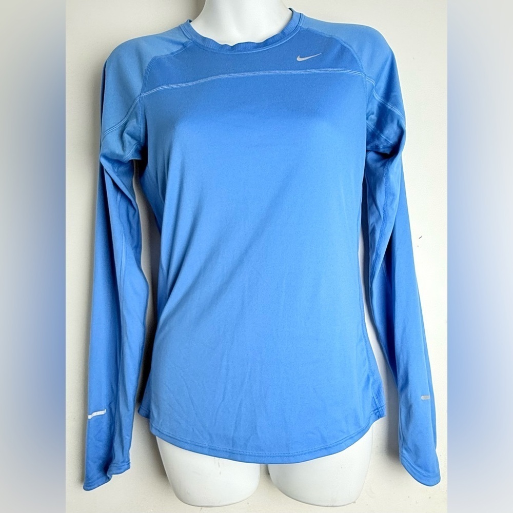 Nike Blue Fitted Long Sleeve T-Shirt